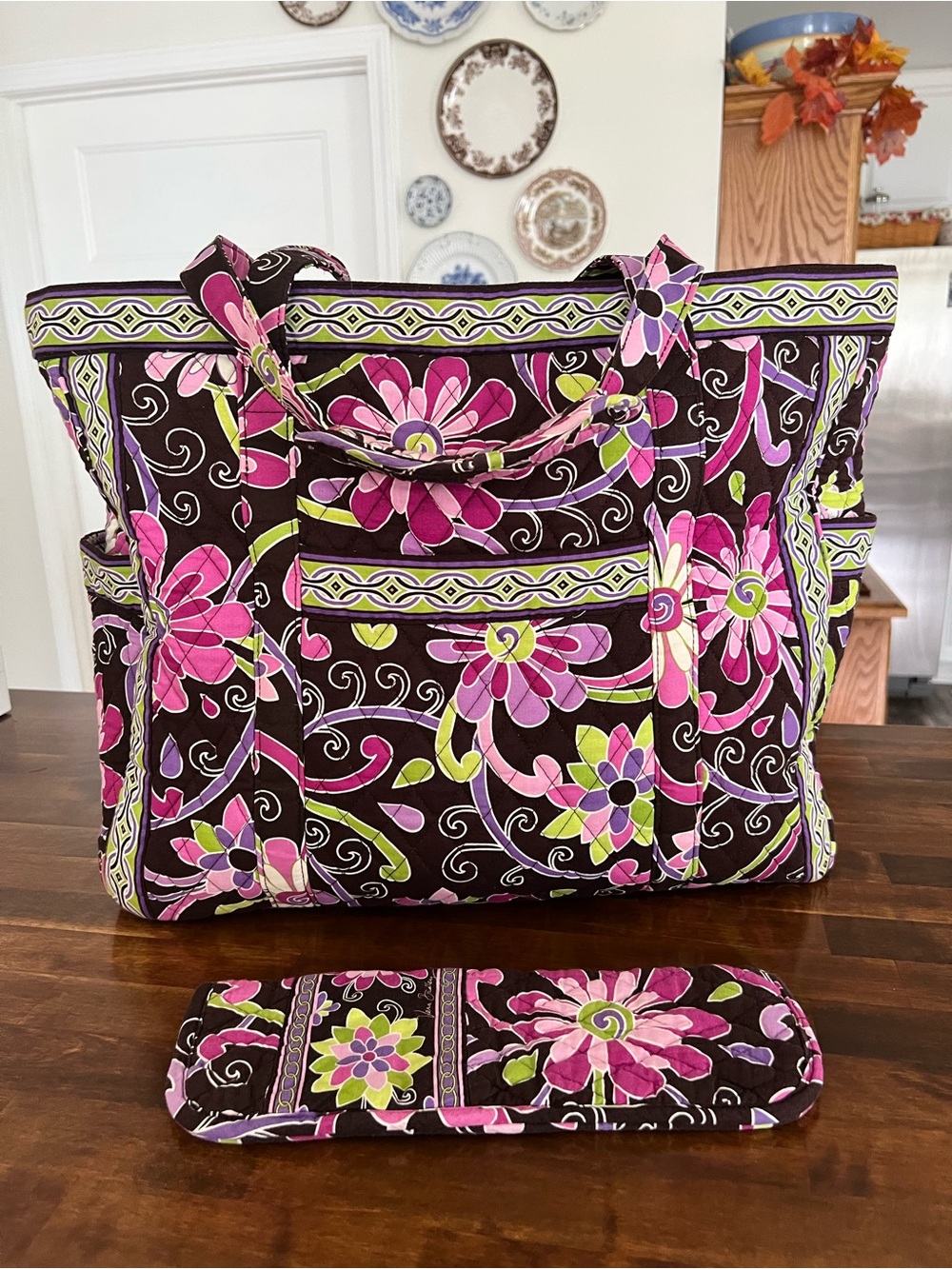 Vera Bradley Purple Punch Large Weekender Tote & Hot Tools Cover